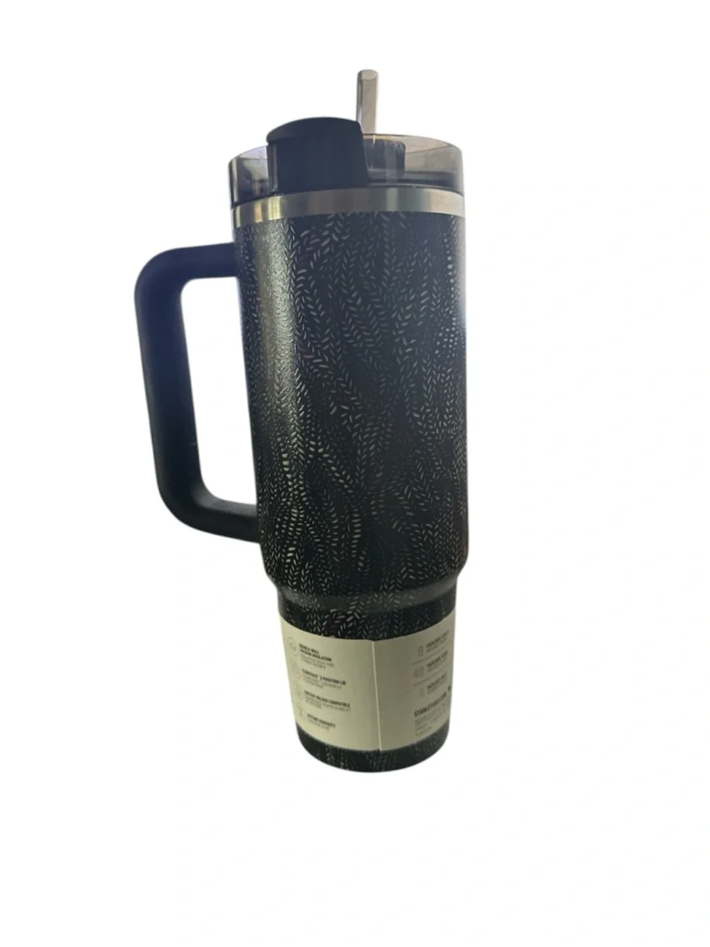 Stanley Black Patterned Insulated Travel Mug with Handle-30 oz - Picture 2 of 3